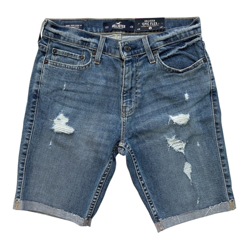 Hollister Women's Skinny Denim Short 9" Bermuda Blue Size 29 Jean Jorts Slim